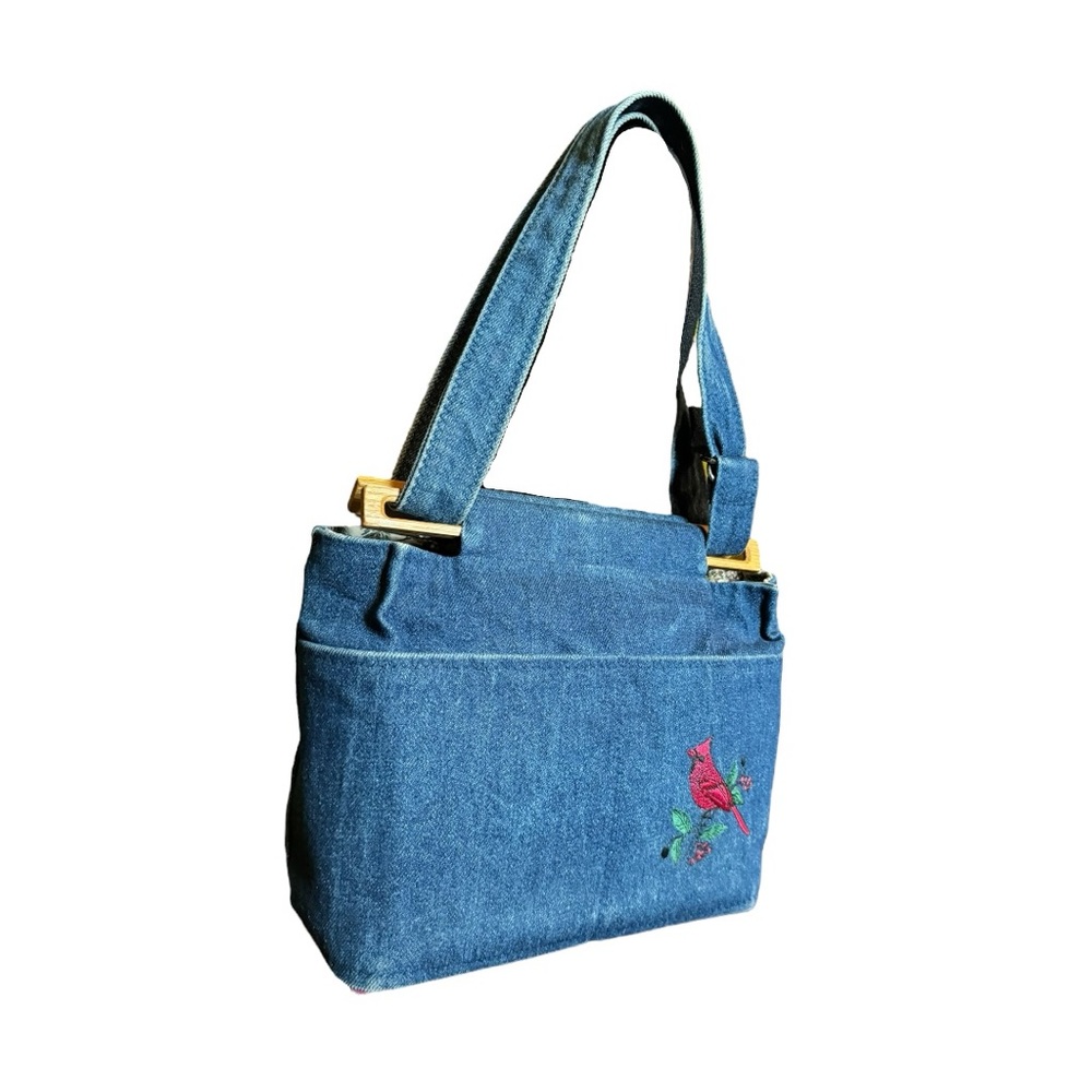 Bag Lady Embroidered Denim Cardinal Spring Bag - Picture 3 of 15